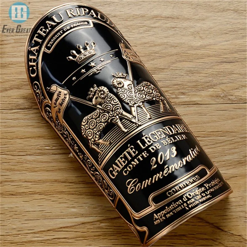 Custom Metal Label Printing Adhesive Wine Bottle Sticker Wine Label