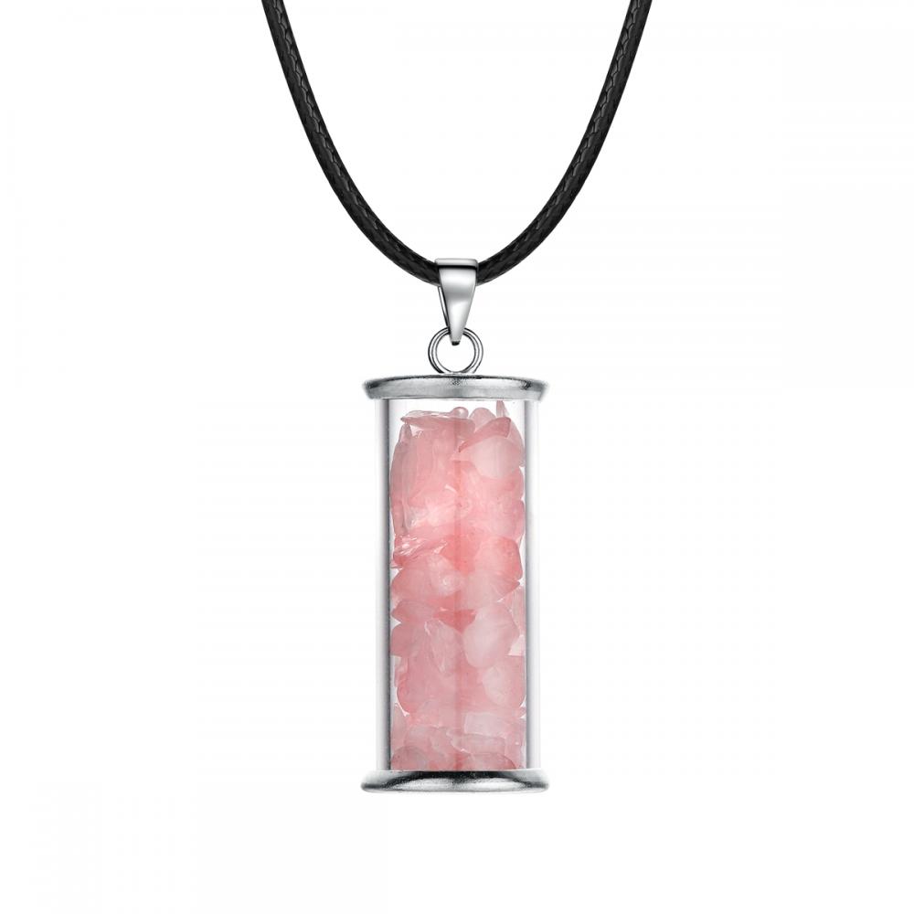 Collar con colgantes de botella de deseos de cristal curativo de Chakra para mujeres y niñas