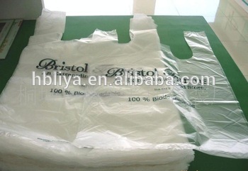 Customized cotton rope handle blockbottom plastic bag for shopping