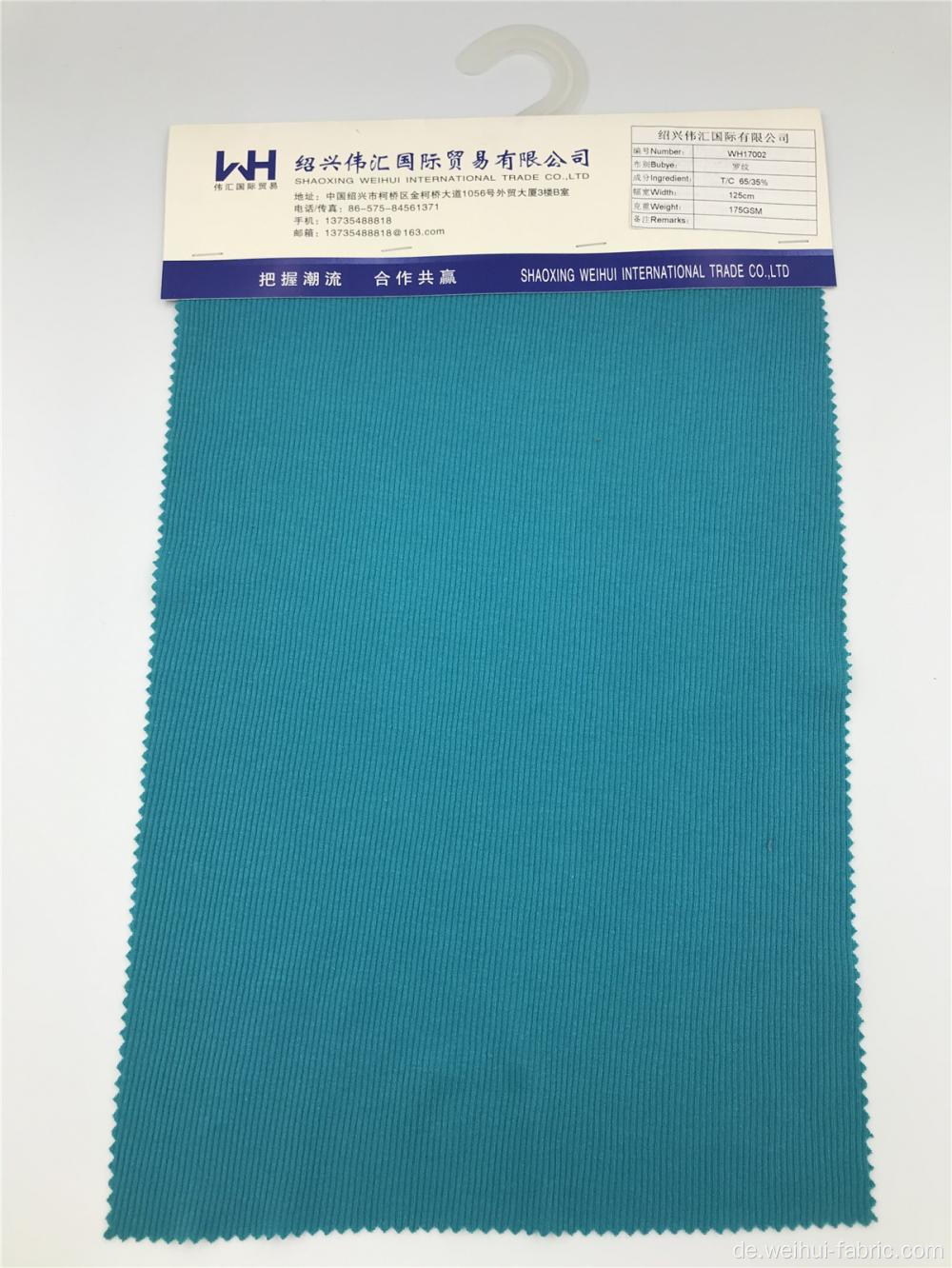 Hochwertiges Gewicht 175GSM T / C Ribbing Blue Fabrics