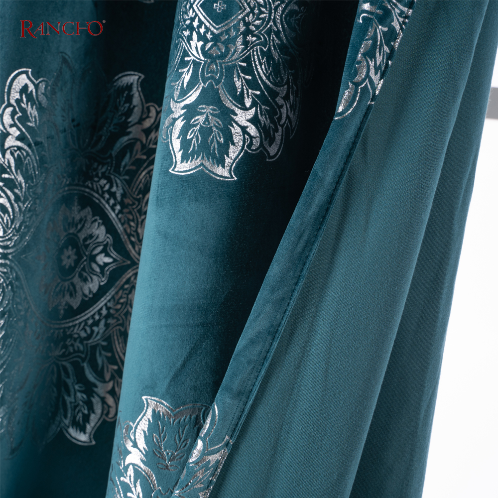 Velvet Curtain Foil Printed And Elegance Solid Color Window Curtains For Living Rooms