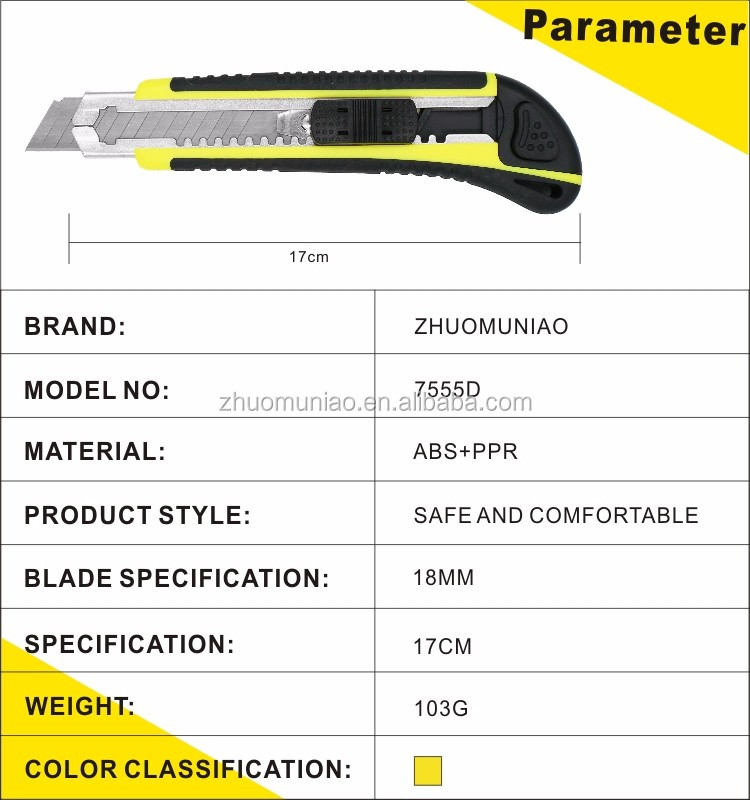 Rifornimento di fabbrica Incredibile OEM Auto Caricamento Utility Knife Plastica ABS + gomma TPR Grip Campione gratuito