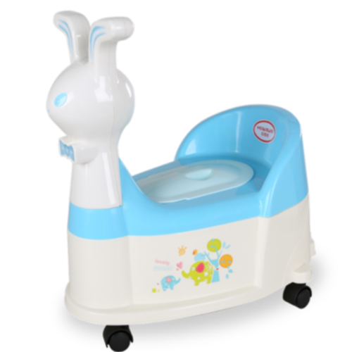 Kelinci Bentuk Plastik Potty Chair Bayi Dengan Roda &amp; Musik