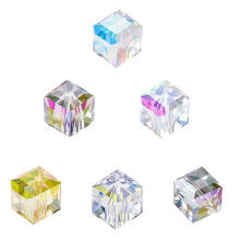 Crystal Cube Beads Square Glass Loose Beads for Jewelry and Crafts Making Suppliers