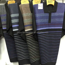 Wholesale JJ1090-003 Men's Polo Neck Knit Sweaters in Strip Style