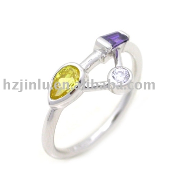 925 sterling silver ring , silver crystal ring