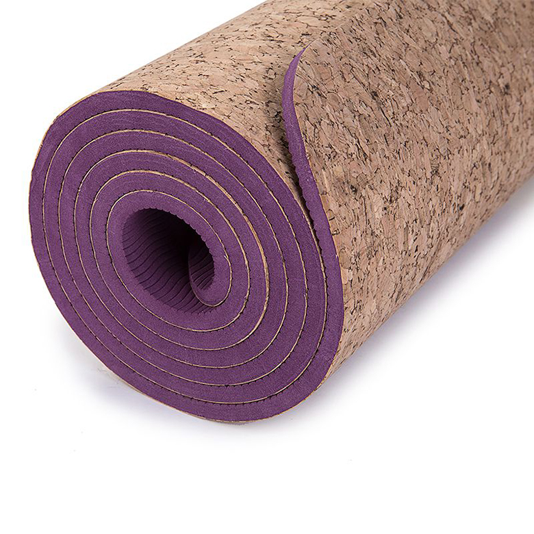 9mm OEM custom non slip eco friendly tpe rubber cork yoga mat with double layer