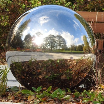 Large stainless steel hollow ball sculpture