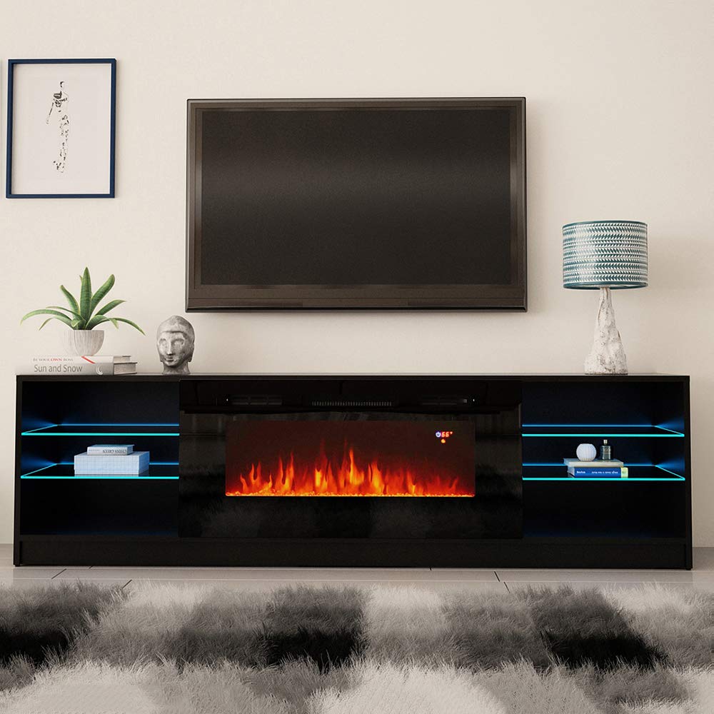 wood Led Tv Stand Fireplace