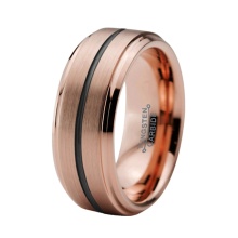 Tungsten Carbide Rose Gold Meteorite Ring 8mm High Polished Rose Gold Onyx Ring