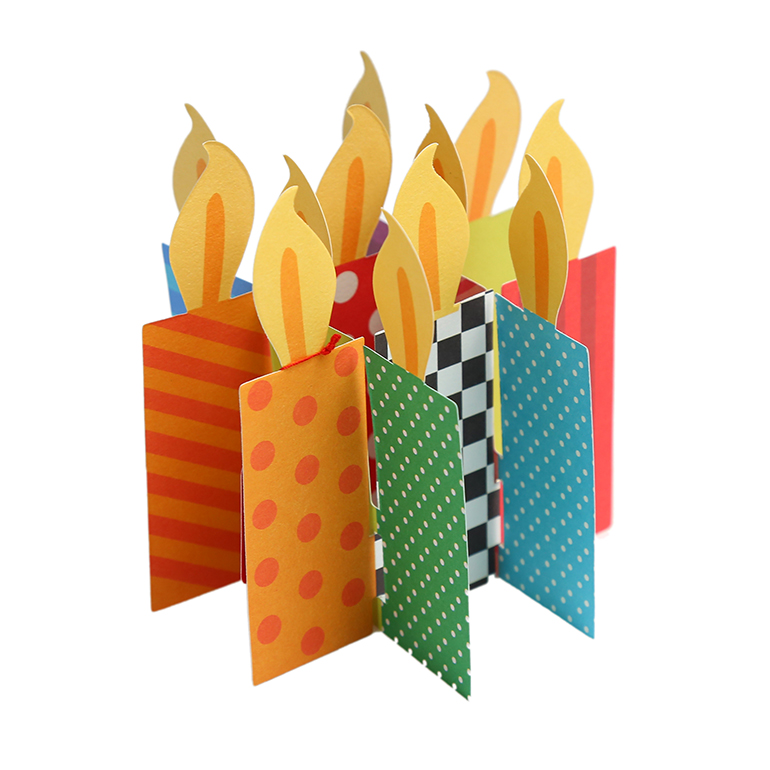 創造的な手作りのカラフルな誕生日キャンドル型ポップアップカード、3D面白い誕生日グリーティングカード