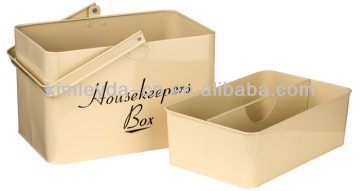 Metal Housekeepers Carry Box with Removable Tray Cream housekeepers storage