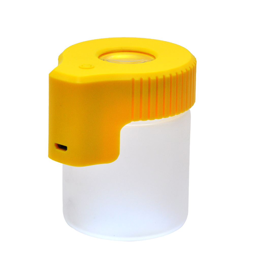 Plastic&Glass Light-Up LED Air Tight Storage Magnifying Jar Viewing Container 155 ML Multi-Use Plastic Pill Box Bottle