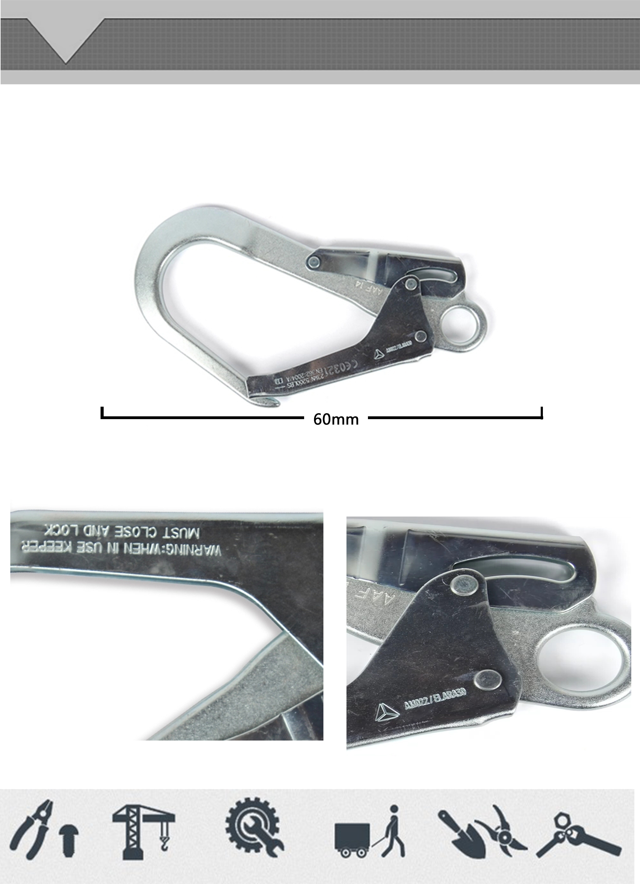 High quality durable using various d shape auto carabiner lock self locking hook