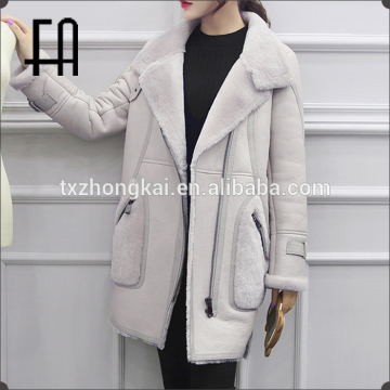 Factory direct whoesale lady's silhouette merino lamb fur double face jacket