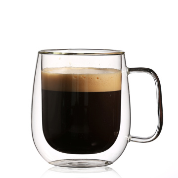 ชาร้อนและเย็น Latte เครื่องดื่ม Cappuccino Double Walled Insulated Glass Coffee Mug