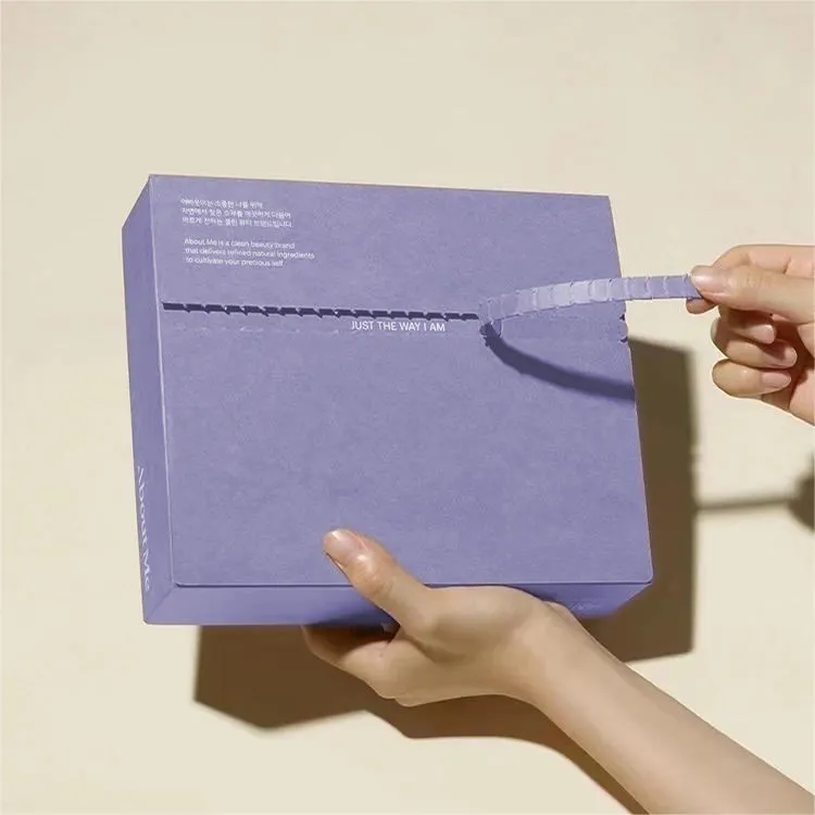 Slide Mailer Box Custom Logo Cardboard Shipping Box with Zipper Strip Commerce Mailing Adhesive Tear Strip Open Postal Self Seal Mailer Box