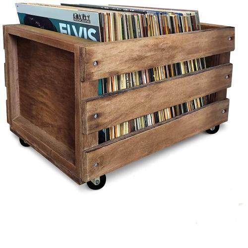 Wooden LP Record Vinyl Storage Crate