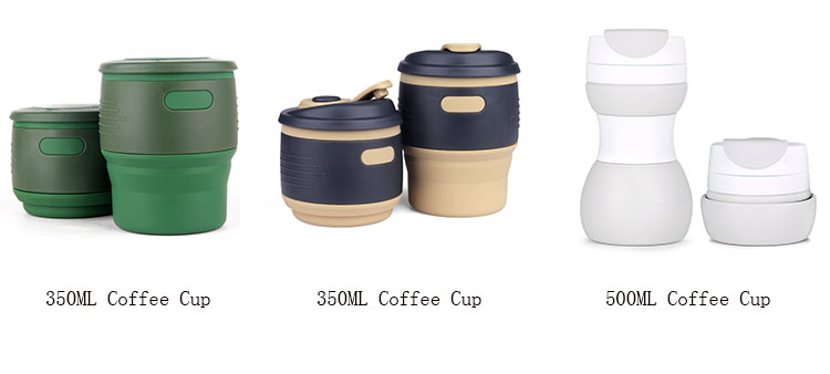 New Design Collapsible Coffee Travel Mug, Folding Silicone Coffee Cup Reusable With Lid