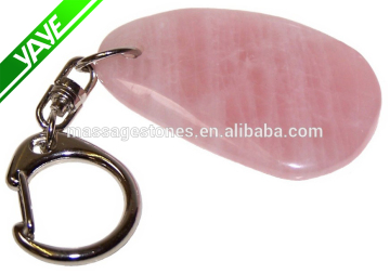 Rose quartz & gold sand gemstone key ring