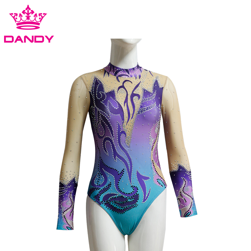 Leotard Gymnastics Lengan Panjang Mesh sing Bisa Disesuaikan