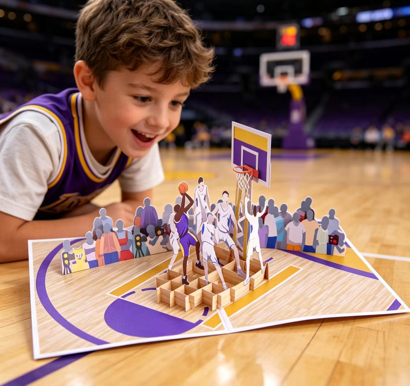 3D wyskakująca kartka z pozdrowieniami o koszykówce 3d pop up basketball greeting card