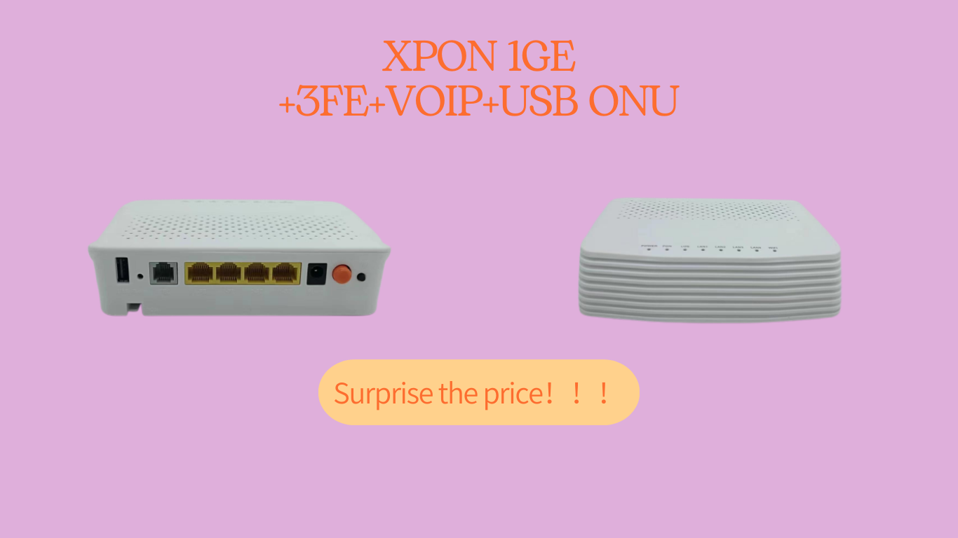 XPON 1GE+3FE+VOIP+USB ONU