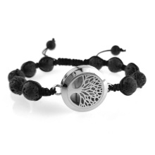 Adjustable lava bead diffuser locket bracelet