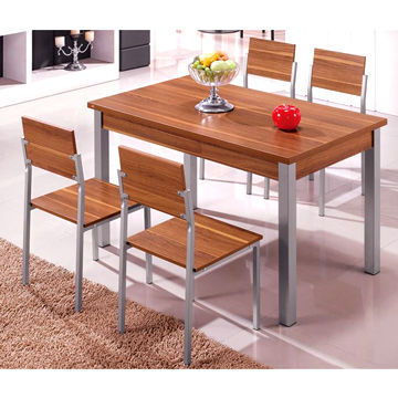 Dining Table with Four Chairs, Made of MDF Stick Melamine and Metal with Powder Coating