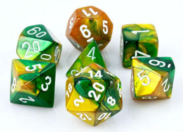 RPG Dice Set (Gemini Green and Gold) role playing game dice