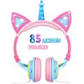 Over Ear Wired Kids Unicorn Headphone with LED