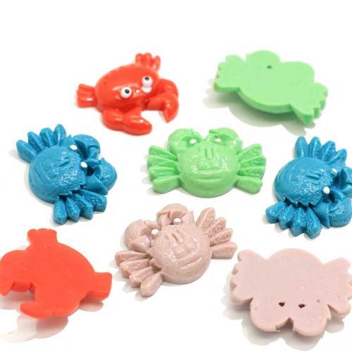 Mini cabujón de resina de cangrejo con espalda plana multicolor para decoración artesanal hecha a mano, adornos de juguete para niños, espaciador de cuentas