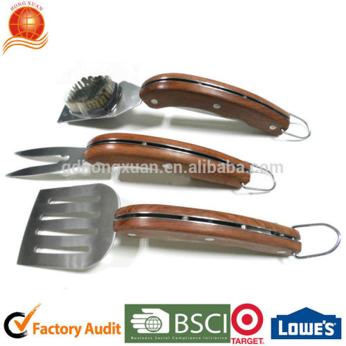 BBQ Tool Set/New Design Folding BBQ Tool Set/Rose Wood Handle Barbucue Tool