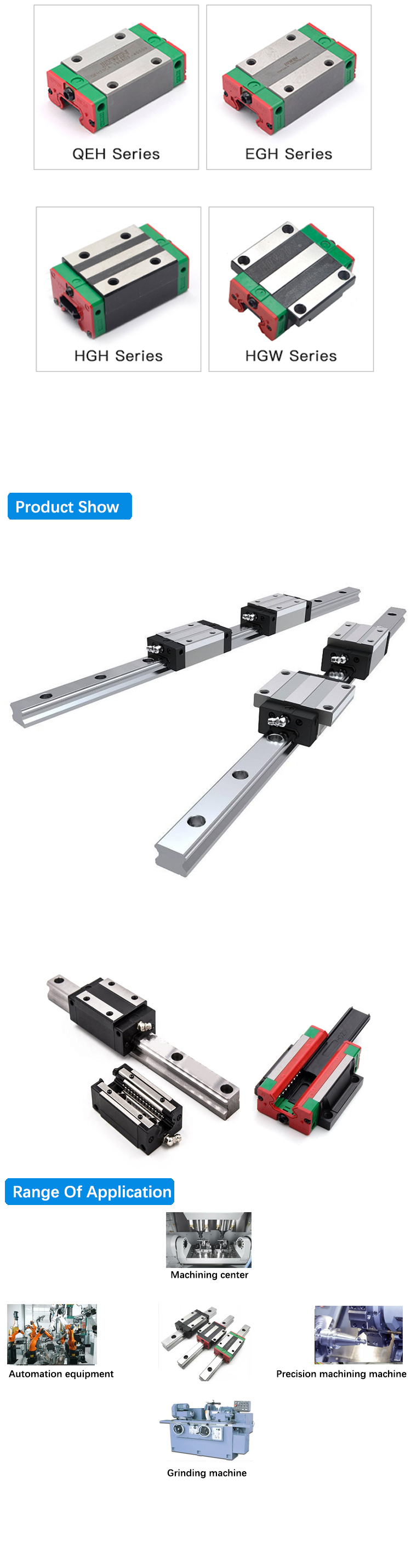 Hgw25 25mm Cnc Machinery Linear Motion System Guide Rail Flange Slider ...