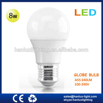 8W 640lm globe bulb CE ROHS