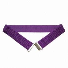Crape Elastic Belt in Purple with Shiny Silver Buckle