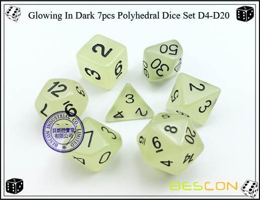 Glowing In Dark 7pcs polyedrischen Würfel Set D4-D20 Glowing In Dark 7pcs Polyhedral Dice Set D4-D20