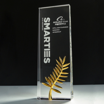 Custom Academy Awards Crystal Trophy with Gold Metal Accents