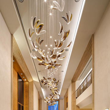 Luxurious Hallway Golden Petaloid Glass Chandelier Lamp