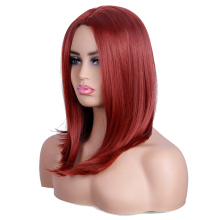 Auburn Bob Wigs for Women Natural Looking Short Straight Synthetic Wig Back Color Cosplay Party Halloween Daily Wig