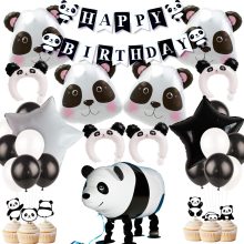 Walking Mylar Panda Balloon Panda Headband Foil Balloons for Panda Bear Birthday Party Decorations