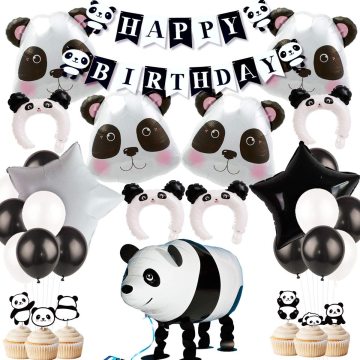 Walking Mylar Panda Balloon Panda Headband Foil Balloons for Panda Bear Birthday Party Decorations