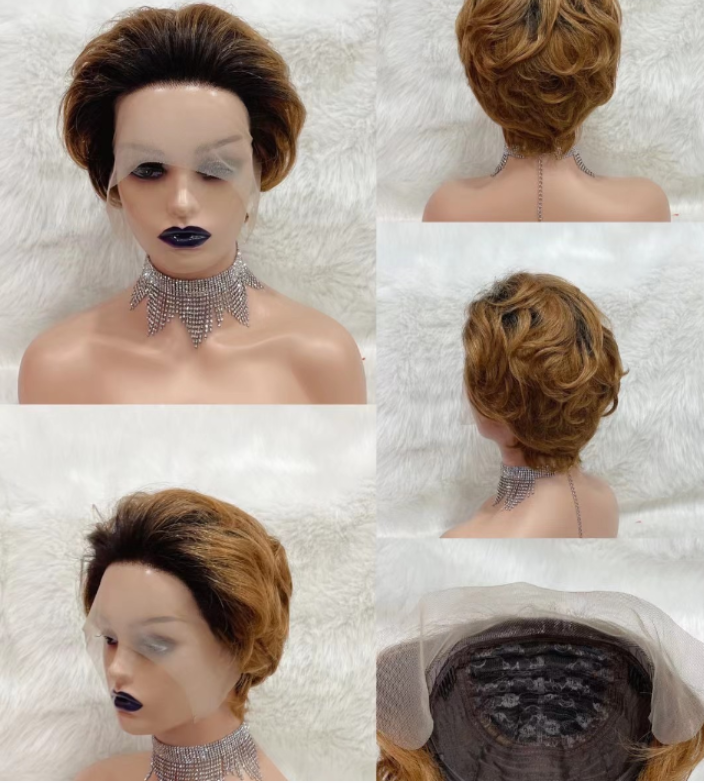 whosale Pixie Human Hair T Lace Frontal Short Pixie Cut Human Hair Wig Curly Lace Frontal Wig Cuticle Aligned Full Lace Wig