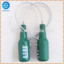 Bottle shaped combination cable lock promotional gifts steel cable lock