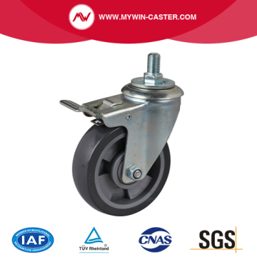 Medium 5 Inch 200Kg Threaded Brake PU Caster