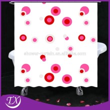 red Dots Polyester Hookless Shower Curtains Fabric