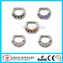 316L Surgical Steel Jeweled Septum Clicker