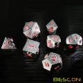 Bescon Silver-Ore Lode Set de dés en métal solide, Set de 7 dés en polyèdre D&amp;D RPG en métal brut