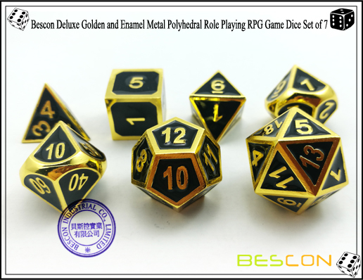 Bescon nuevo estilo de oro de lujo y esmalte de metal sólido rol polirédico juego de rol juego de dados (7 morir en el paquete) -5 Bescon New Style Deluxe Golden and Enamel Solid Metal Polyhedral Role Playing RPG Game Dice Set (7 Die in Pack)-5