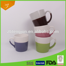 big stoneware mug, two-tone mug, color glazed mug